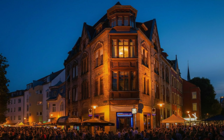 Nauwieser Viertel in Saarbrücken bei Nacht – Szeneviertel für Studierende mit Bars, Kneipen und Cafés