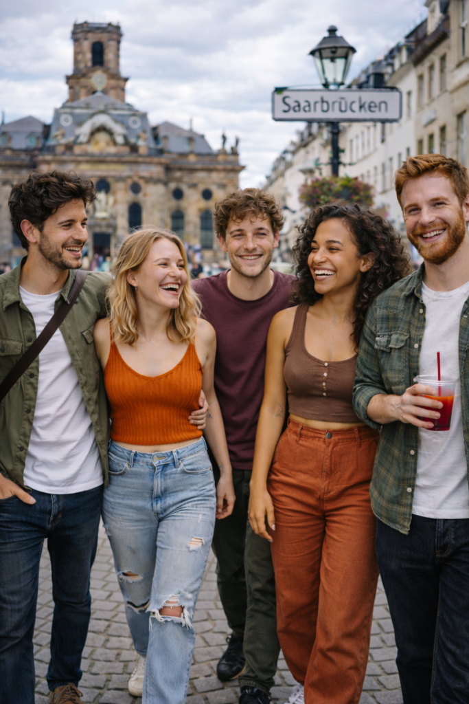 Studenten in Saarbrücken in der Innenstadt unterwegs – Tipps für Studierende: Aktivitäten & Orte in Saarbrücken
