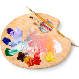 malpalette mit verschiedenen farben