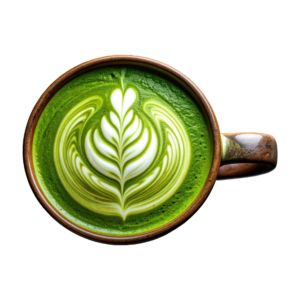 matcha latte in einer braunen tasse im café in saarbruecken - perfekt für studenten.